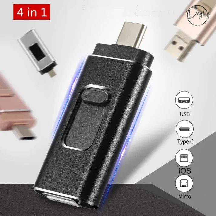 FlexiDrive™ 4-in-1 USB | Frigør plads på din telefon på sekunder – opbevar, overfør og sikkerhedskopier dine filer nemt!