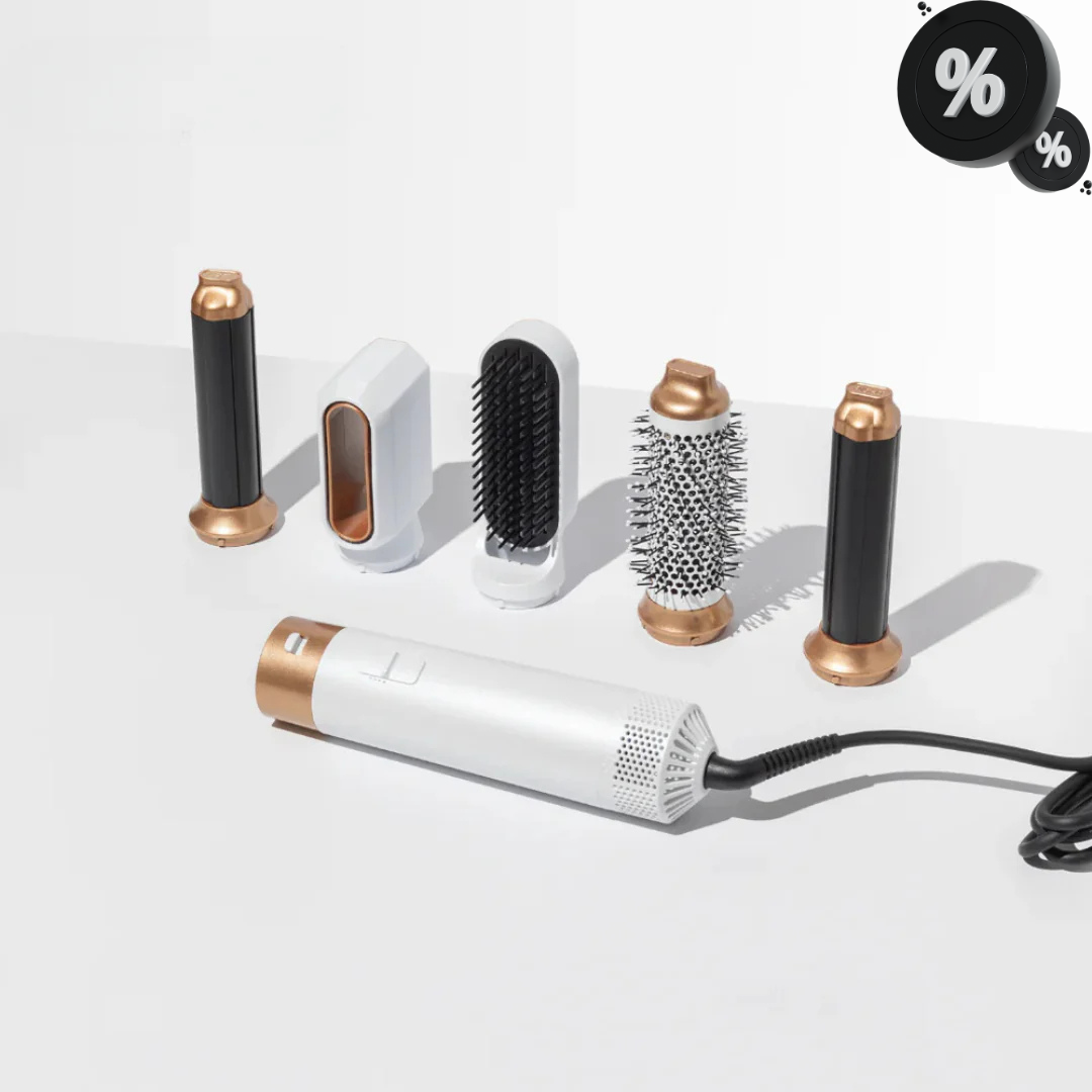 PureLuxe Stylist™ 5-i-1 Pro Set -  Holder dit hår sundt, glansfuldt og stylet til perfektion!