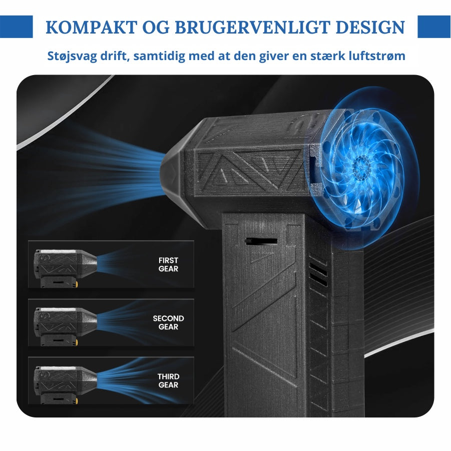 X-ForceBlæser™ TurboJet 3-i-1 mini-blæser og -støvsuger - 130.000 omdrejninger pr. minut, USB-C genopladelig
