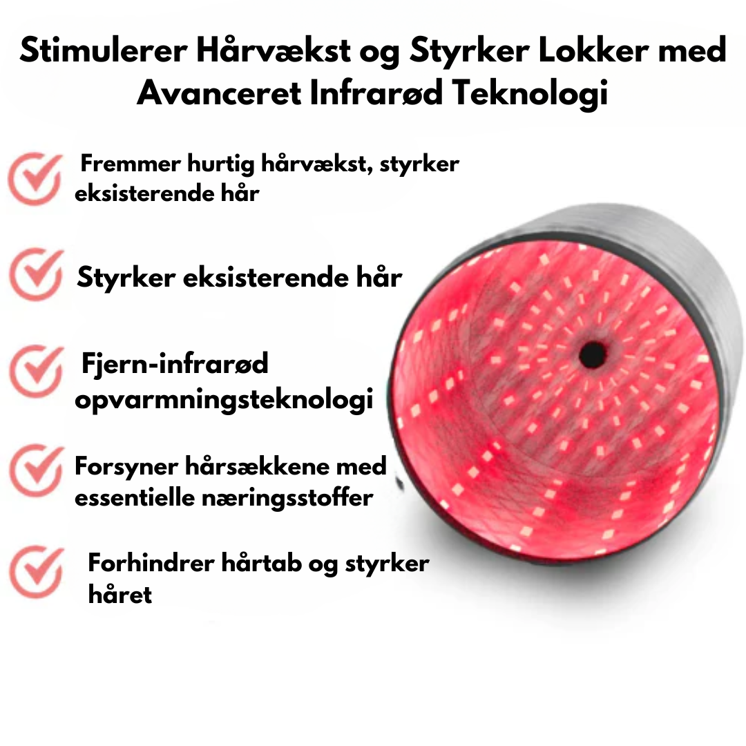 HårGlød Pro™ - Infrarød Hårterapi Kasket | Stimuler hårvækst, reducer brud og revitaliser dit hår med den beroligende varme fra avanceret infrarød teknologi.