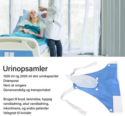 UrinGuard™ | Hold dig tør, mobil og uafhængig med vores lækagesikre, genanvendelige bærbare urinpose – den perfekte løsning for frihed uden besvær.