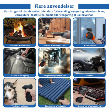 X-ForceBlæser™ TurboJet 3-i-1 mini-blæser og -støvsuger - 130.000 omdrejninger pr. minut, USB-C genopladelig
